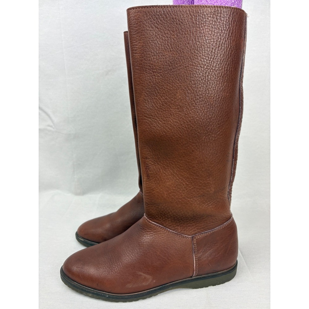 Eddie Bauer Women Leather Riding Boots Knee High Size 7-7.5 Pull On Sherpa Lined